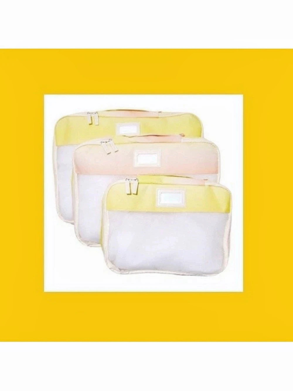 CAPPAK 3 Piece Cosmetic Pouch Set in Yellow & Pink